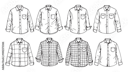 Dress Shirt line art drawing capturing simplicity and sophistication