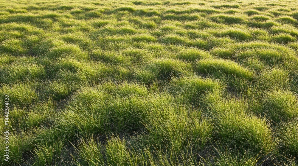 A vibrant green field of grass basked in sunlight A vibrant green field of grass basked in sunlight