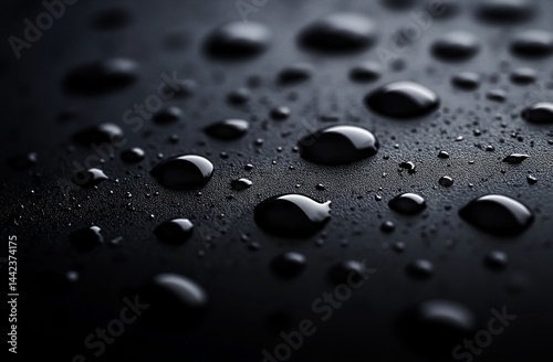Obraz na płótnie Close-up of water droplets on a dark surface. w salonie