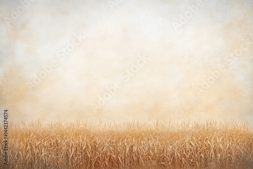 Obraz na płótnie Golden wheat field under a hazy sky, creating a serene and peaceful landscape. w salonie