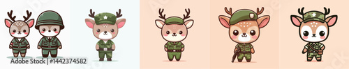 cute deer vector in soldier costume