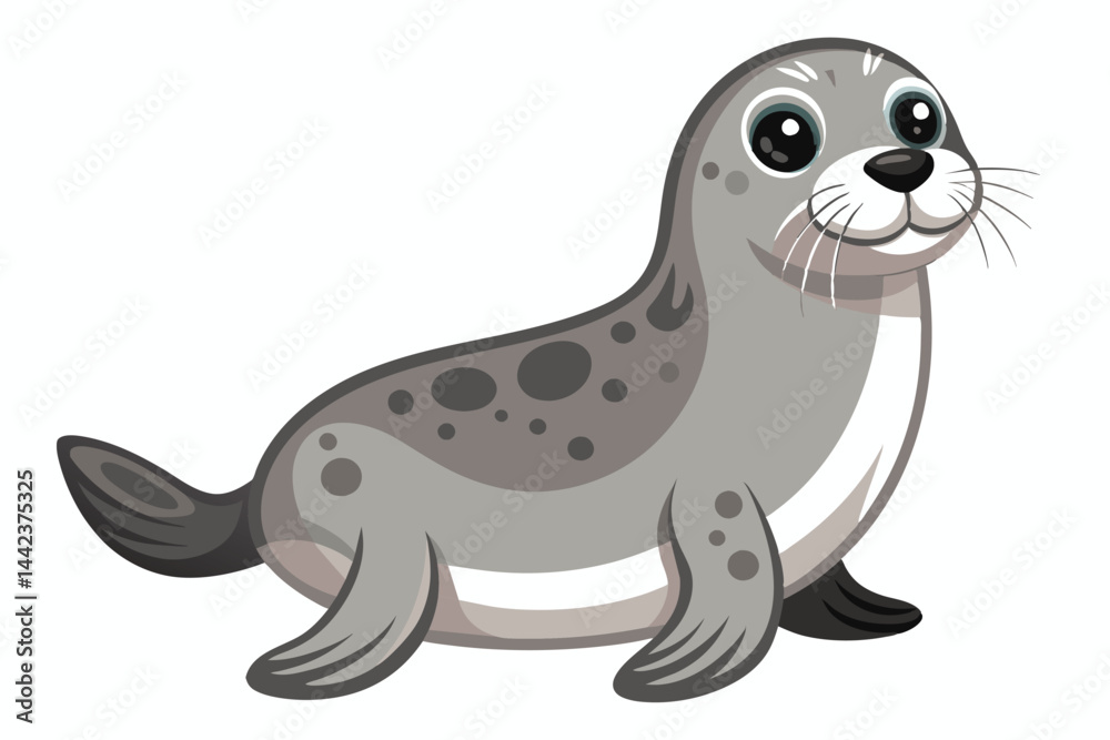 A charming cartoon illustration of a seal with large, adorable eyes and a friendly expression. Ideal for children's books, educational materials, or playful design projects. A charming cartoon illustration of a seal with large, adorable eyes and a friendly expression. Ideal for children's books, educational materials, or playful design projects.