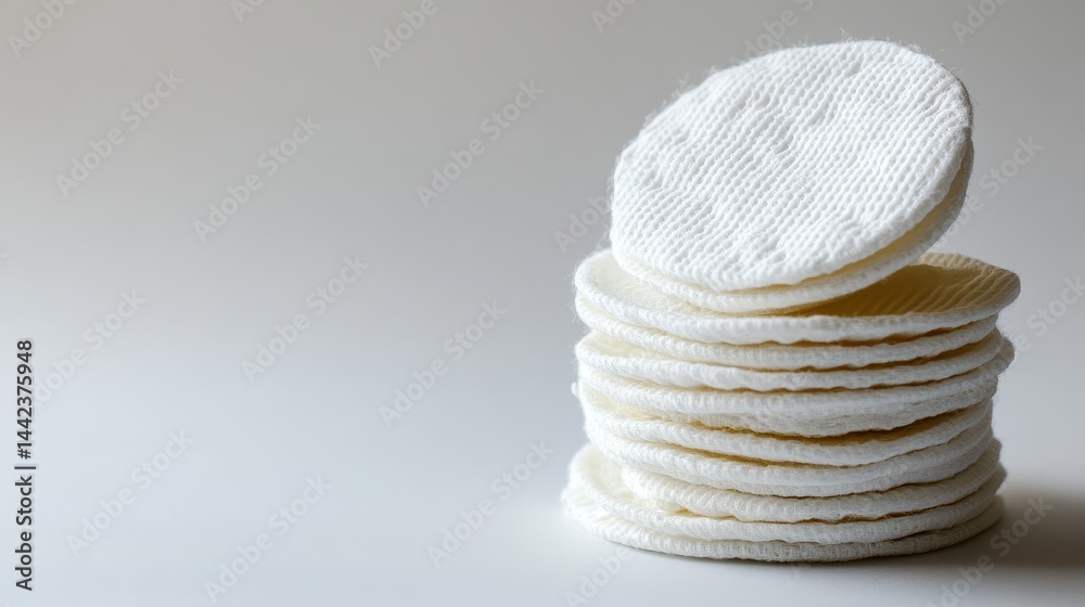 Stack of Cotton Pads for Personal Care and Cosmetic Use