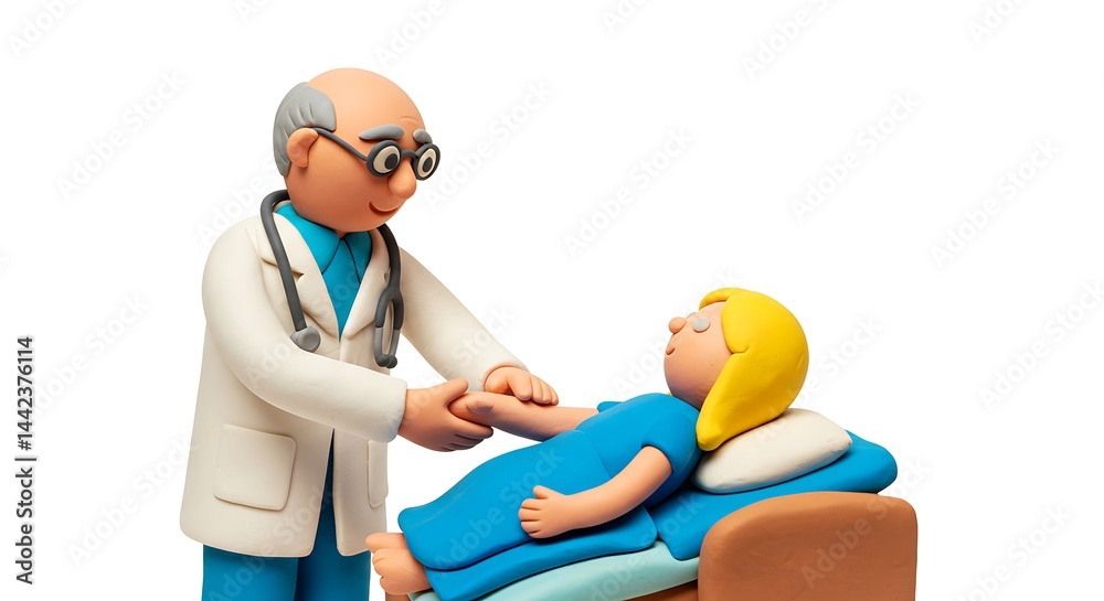 Claymation Doctor Comforting Patient: A heartwarming scene of a caring doctor tending to a patient, crafted with meticulous detail using claymation. Claymation Doctor Comforting Patient: A heartwarming scene of a caring doctor tending to a patient, crafted with meticulous detail using claymation.