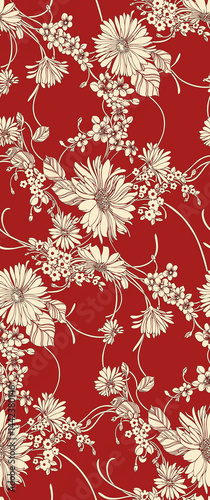 Wallpaper Mural red floral background Torontodigital.ca