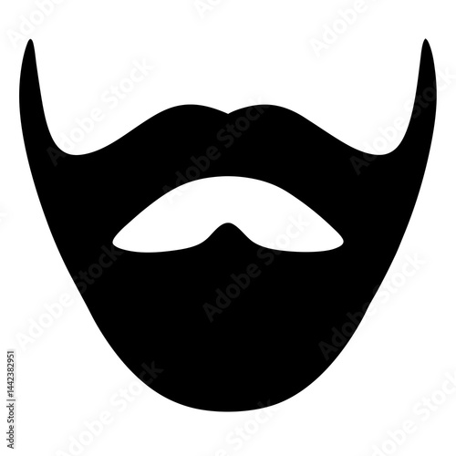 Bold and simplistic silhouette of a stylized beard and mustache