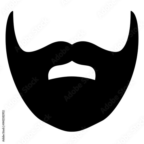 Bold and simplistic silhouette of a stylized beard and mustache