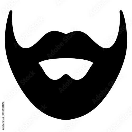 Bold and simplistic silhouette of a stylized beard and mustache