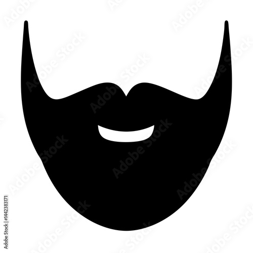 Bold and simplistic silhouette of a stylized beard and mustache
