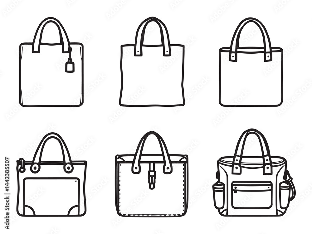 elegant minimalist line drawing of a jute bag vector elegant minimalist line drawing of a jute bag vector