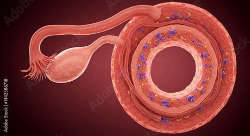 Exploring Human Ovary Anatomy and Structure in Detailed Medical Illustration photo