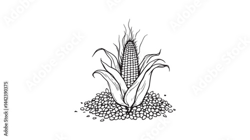 Autumn Harvest Festival Poster line art featuring pumpkins and leaves
