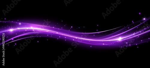 Obraz na płótnie Abstract purple glowing wave with sparkles on black background. w salonie