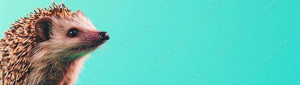 Cute hedgehog on a teal background.