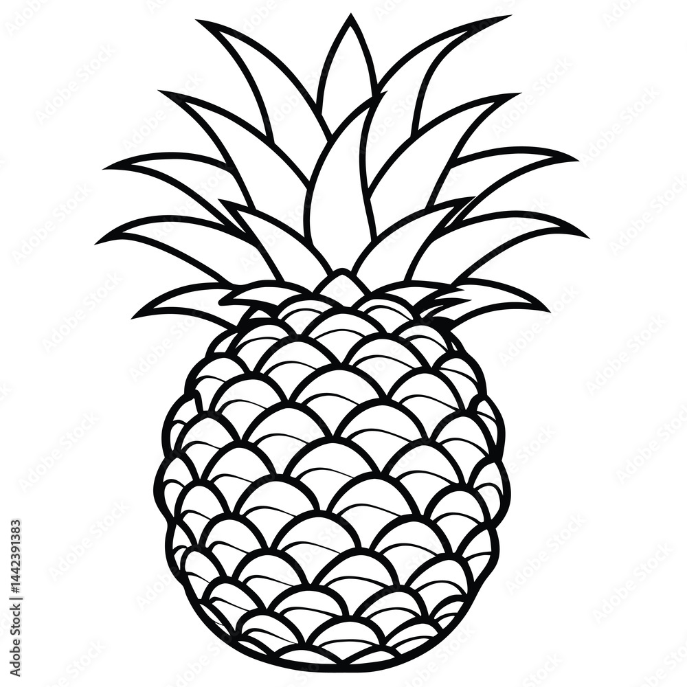 Obraz premium Simple black and white pineapple illustration