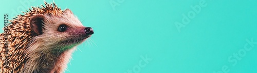 Obraz na płótnie Cute hedgehog on a teal background. w salonie