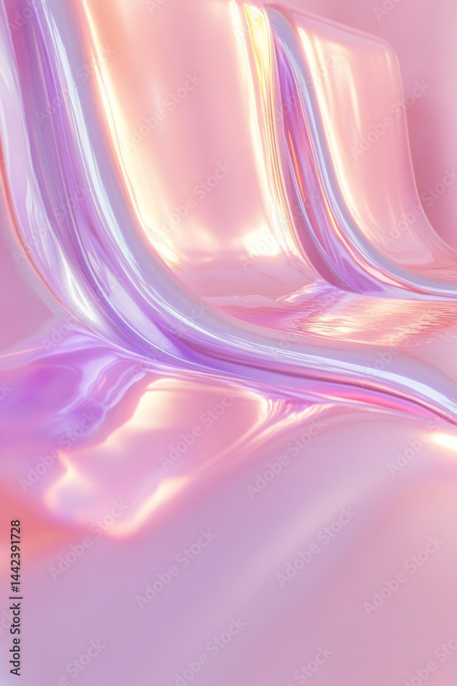 Abstract iridescent pink and purple liquid flowing texture.