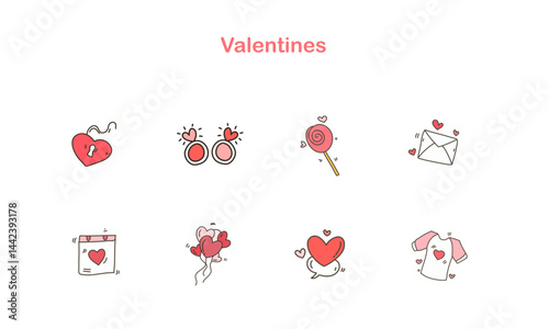 Collection of adorable heart themed for valentine or romantic design
