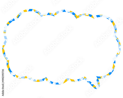 ステンドグラス風吹き出し　三角形模様　細長い雲形