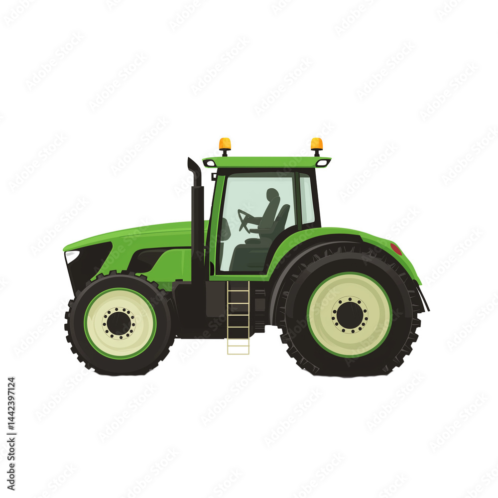 Obraz premium Tractor working in a field during a sunny day