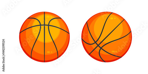 Two orange basketballs representing sport and competition on white background
