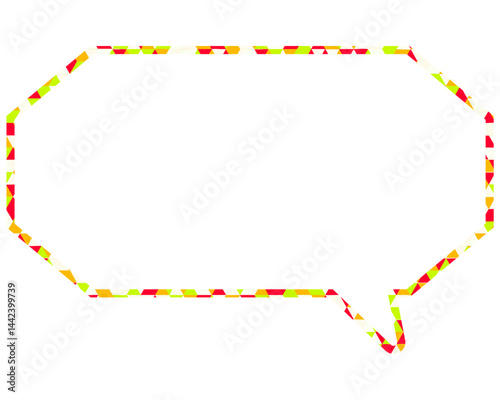 ステンドグラス風吹き出し　三角形模様　細長い八角形