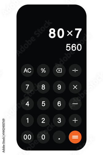 Calculator, Calculator in mobile phone. App for Calculator with interface in smartphone. Mobile calculator design screen concept, Calculation icon vector. vector illustration. 