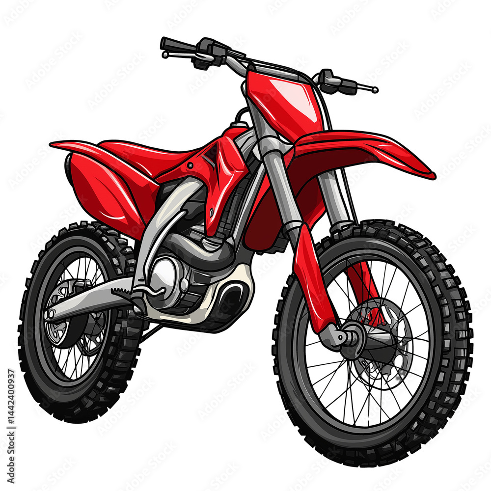 Bright red dirt bike in dynamic design PNG image with transparent background Bright red dirt bike in dynamic design PNG image with transparent background