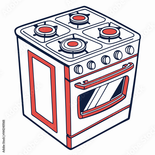 gas stove vector silhouette illustration isolated on white background