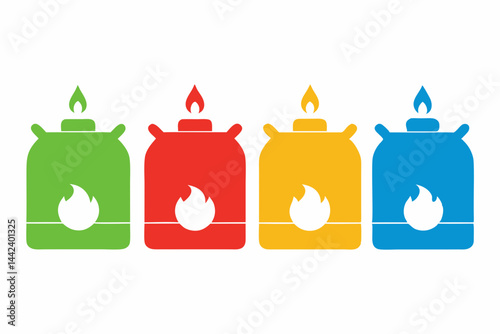 set of gas stove icon vector silhouette illustration isolated on white background