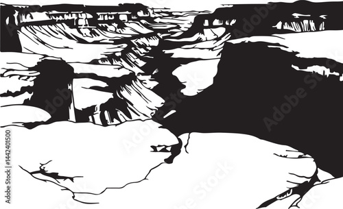 silhouette vector illustration of a grand canyon