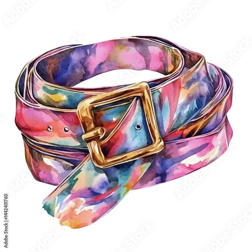 fashion belt, watercolor drawing, isolated on a white background. fashion belt vector.