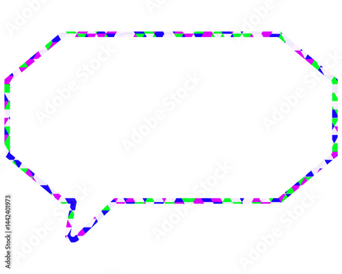 ステンドグラス風吹き出し　三角形模様　細長い八角形