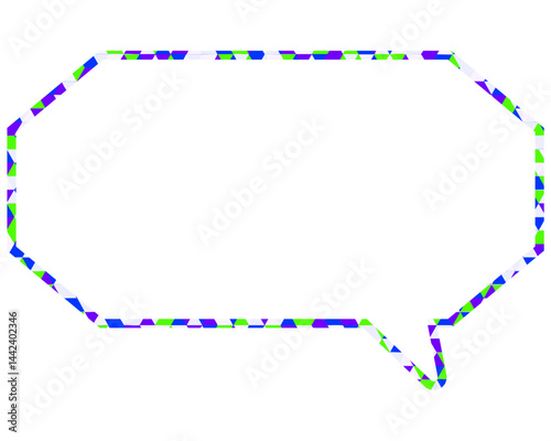 ステンドグラス風吹き出し　三角形模様　細長い八角形