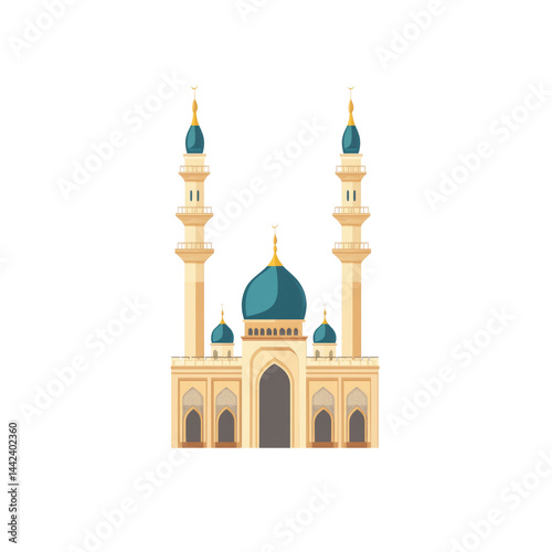Majestic Mosque Illustration A Vibrant Depiction of Islamic Architecture