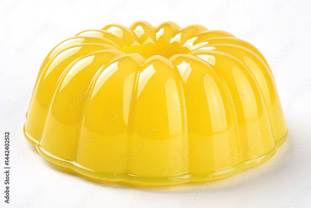 Fototapeta premium Bright vibrant yellow jelly mold with rounded shape isolated on white background