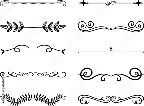 divider separator elegant hand drawing doodle sketch scribble set