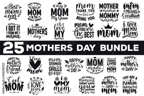 Mothers Day Typography Bundle. Mom Bundle vector