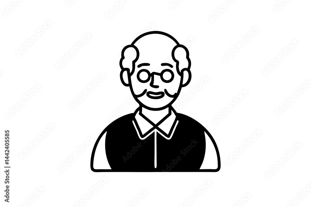 Fototapeta premium Grandfather icon vector silhouette illustration isolated on white background