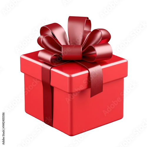 A festive red gift box with a ribbon and bow, perfect for a Christmas surprise or birthday present