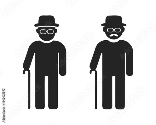 Grandfather icon vector silhouette illustration isolated on white background