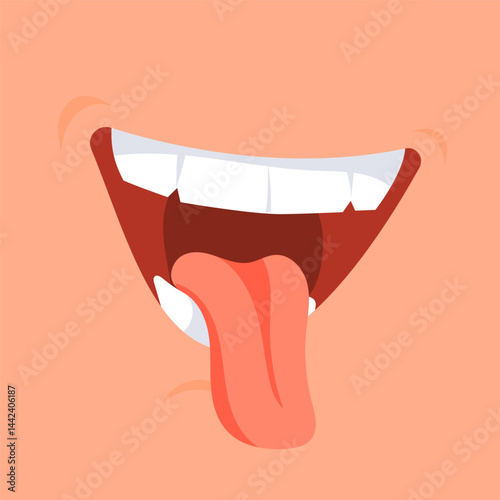 Cartoon open mouth showing tongue and teeth, making a funny face