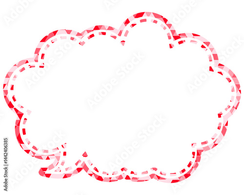 ステンドグラス風吹き出し　三角形模様　丸みのある雲形