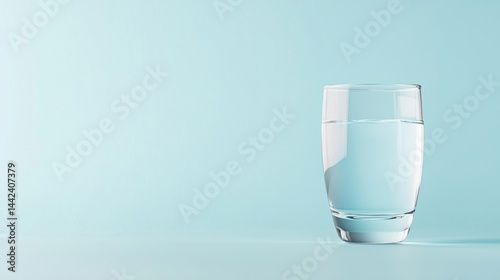 Obraz na płótnie A glass of water on a light blue background. w salonie