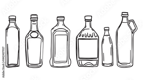 Cooking Oil Bottle Vector line art drawing for creative projects