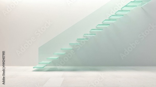 Obraz na płótnie A staircase made of glass, leading to a bright white wall. w salonie