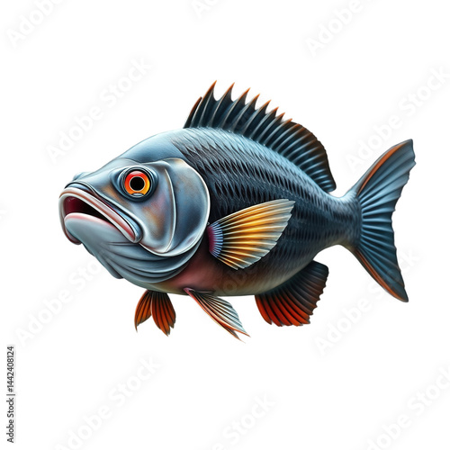 Vibrant Blue and Red Siamese Fighting Fish Swimming in Isolation