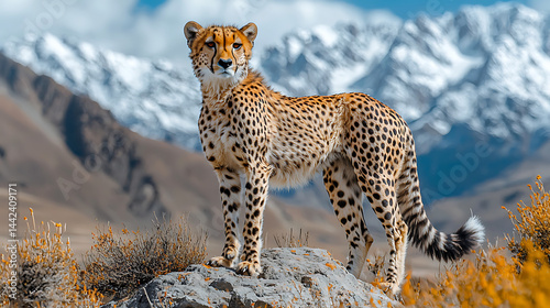 Cheetah (Acinonyx jubatus) marking its territory, Moremi Game Reserve, Botswana