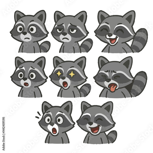 Raccoon emotions set icons cartoon vector
vector set collection cartoon animals illustration on white background
cartoon collection raccoon
Collection of 8 cartoon animals