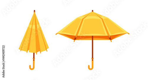 Two yellow umbrellas protecting from rain and sun